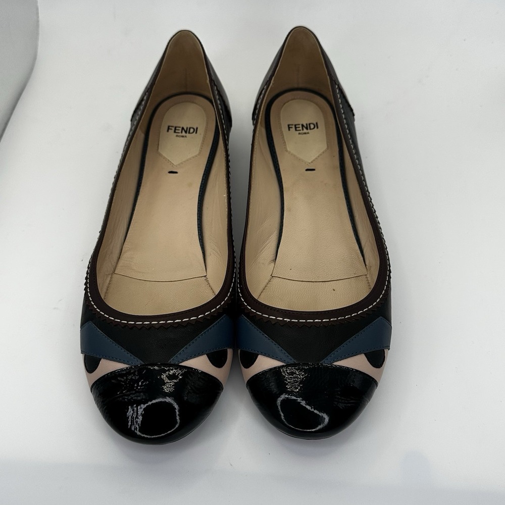 Fendi Monster Motif Bug Eye Leather Ballet Flat Multicolor Designer EU 39 US 8.5